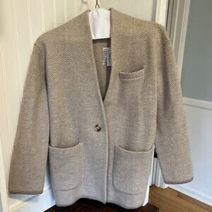 Madewell Herringbone Mattson Sweater Wool Coat Heather Stone Sz XS Oversized NWT